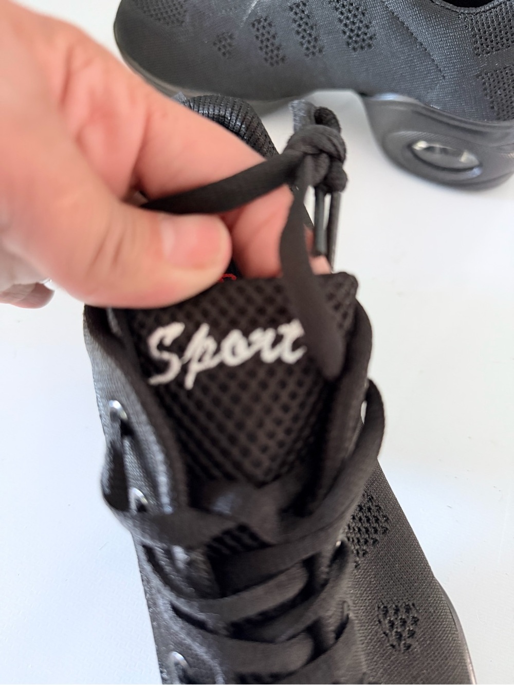 Sporto Men's Black Knit Lace-Up Athletic Sneakers